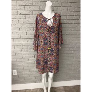 Atina Cristina Women Multi Color Paisley Print Shift Dress Size M